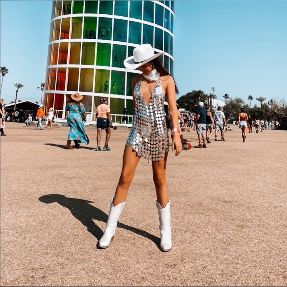 12th Tribe - Diana Silver Disco Dress , Size S